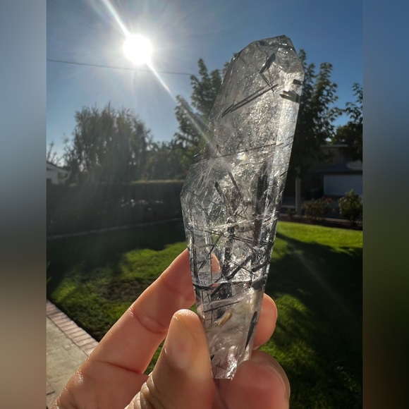 Clear Quartz With Black Tourmaline Free Form - Picture 6 of 7